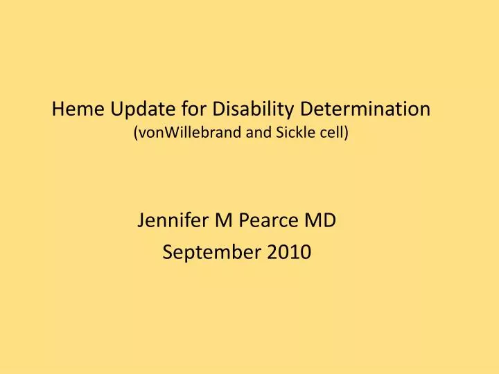 heme update for disability determination vonwillebrand and sickle cell