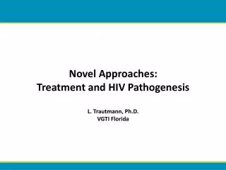 Novel Approaches : T reatment and HIV P athogenesis L. Trautmann, Ph.D. VGTI Florida