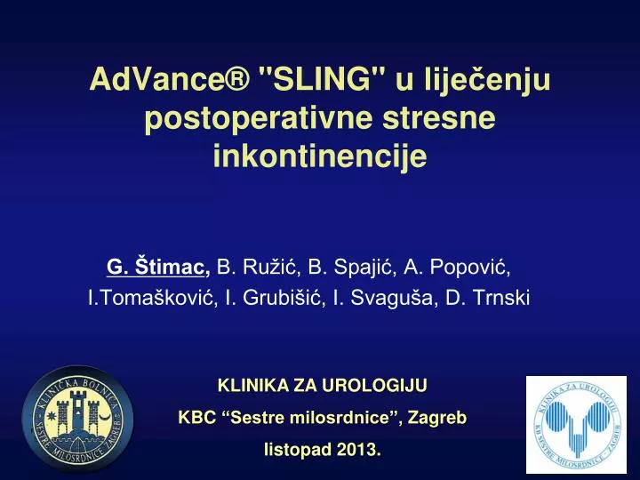 a d v ance sling u lije enju postoperativne stresne inkontinencije