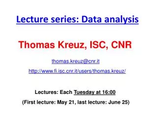 Lecture series: Data analysis