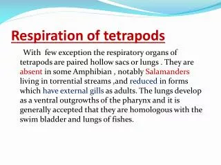 Respiration of tetrapods