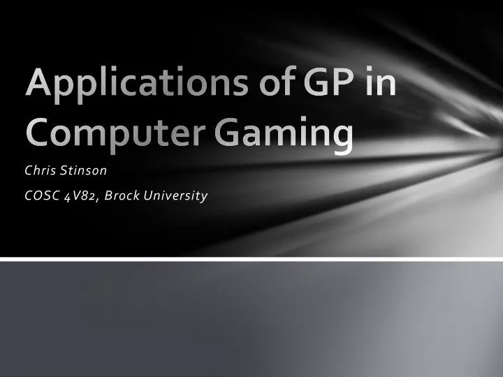 applications of gp in computer gaming