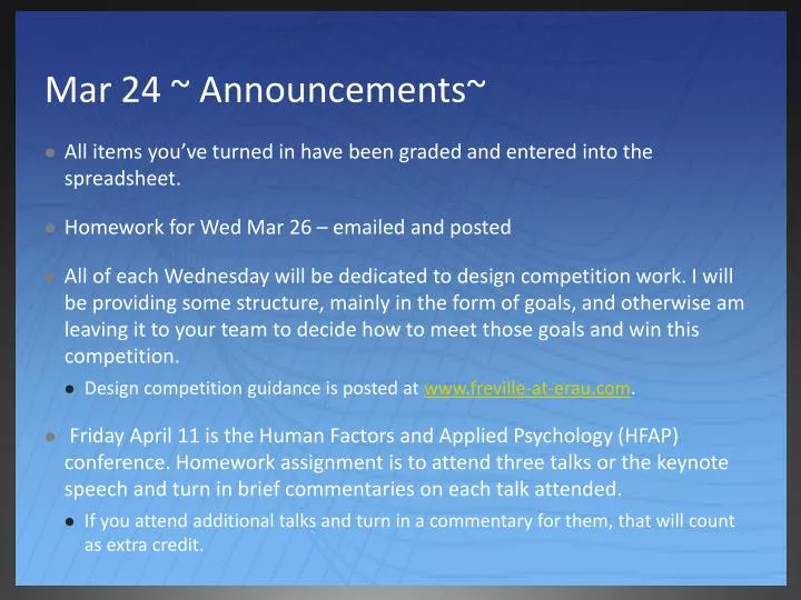 mar 24 announcements