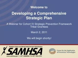 Welcome to Developing a Comprehensive Strategic Plan