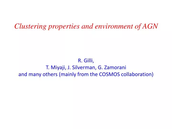 clustering properties and environment of agn