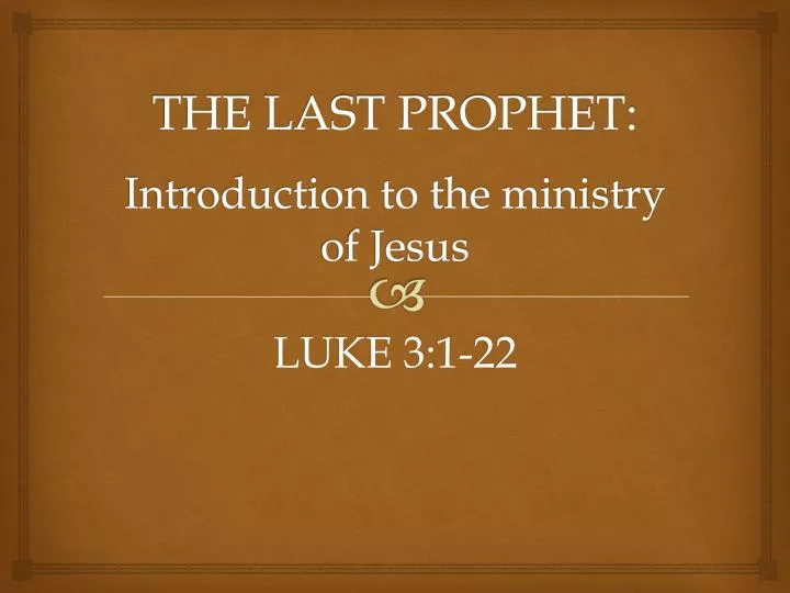 introduction to the ministry of jesus