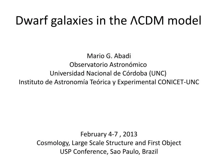 dwarf galaxies in the cdm model