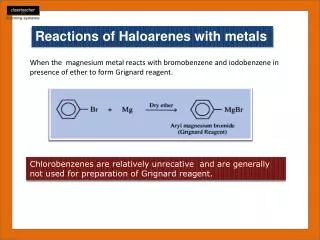 Reactions of Haloarenes with metals