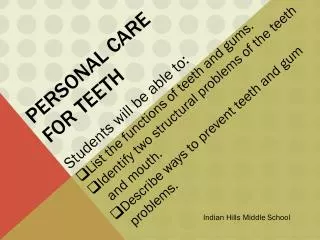 Personal Care for Teeth