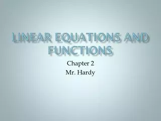 Linear Equations and Functions