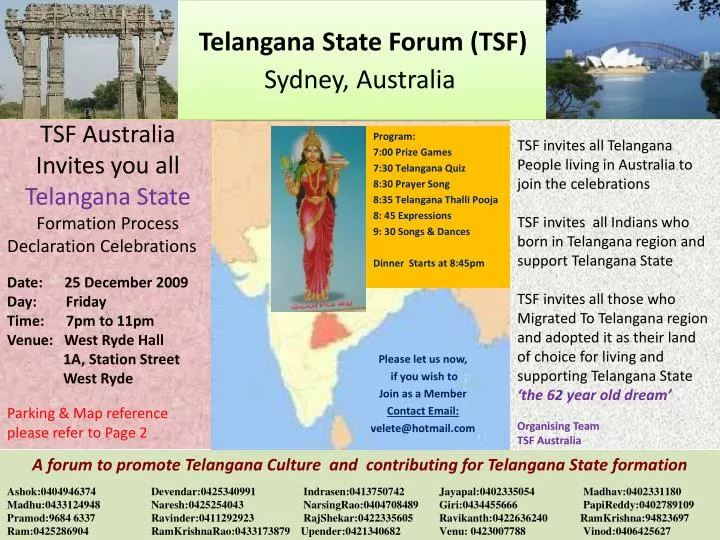 telangana state forum tsf sydney australia