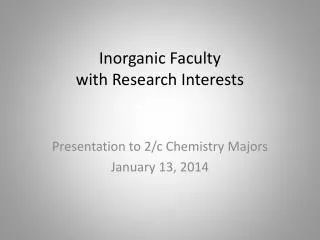 Inorganic Faculty with Research Interests