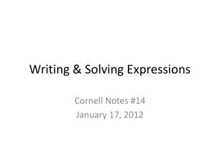 writing solving expressions