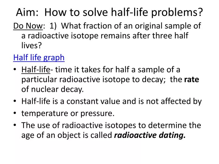 aim how to solve half life problems