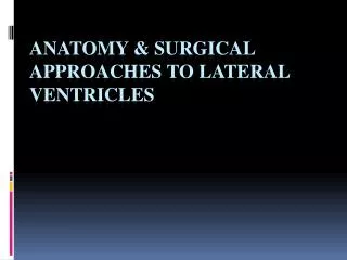 Anatomy &amp; surgical approaches to lateral ventricles