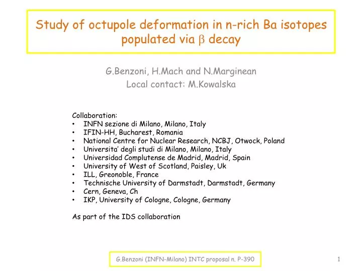 study of octupole deformation in n rich ba isotopes populated via b decay