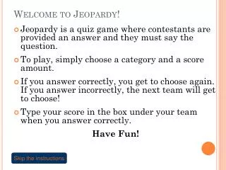 Welcome to Jeopardy!