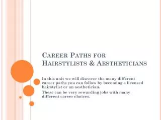 Career Paths for Hairstylists &amp; Aestheticians