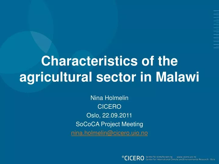 characteristics of the agricultural sector in malawi