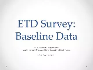 ETD Survey: Baseline Data
