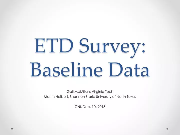 etd survey baseline data