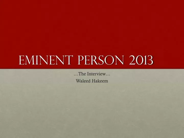 eminent person 2013
