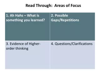 read through areas of focus