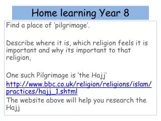 home learning year 8