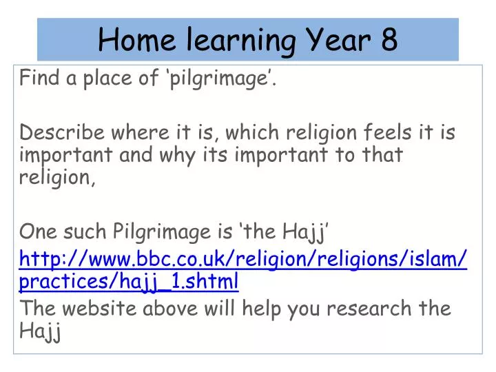 home learning year 8