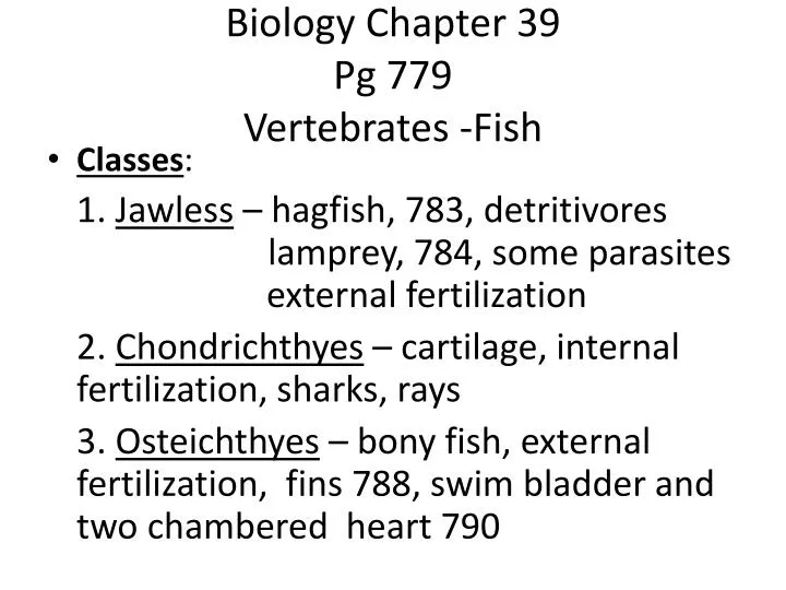 biology chapter 39 pg 779 vertebrates fish