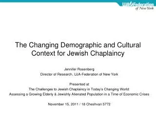 The Changing Demographic and Cultural Context for Jewish Chaplaincy