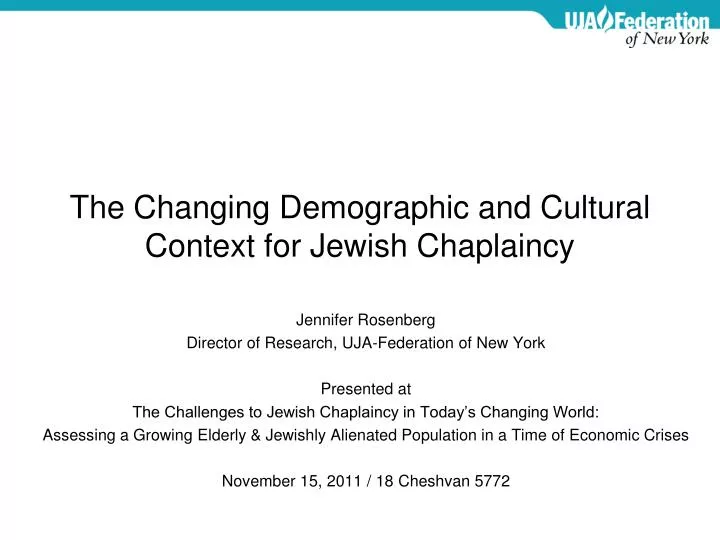 the changing demographic and cultural context for jewish chaplaincy