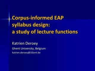 Corpus-informed EAP syllabus design: a study of lecture functions