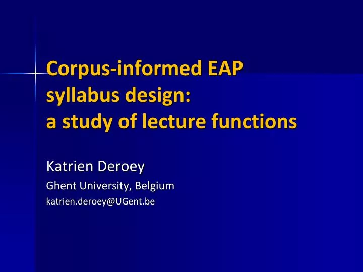 corpus informed eap syllabus design a study of lecture functions