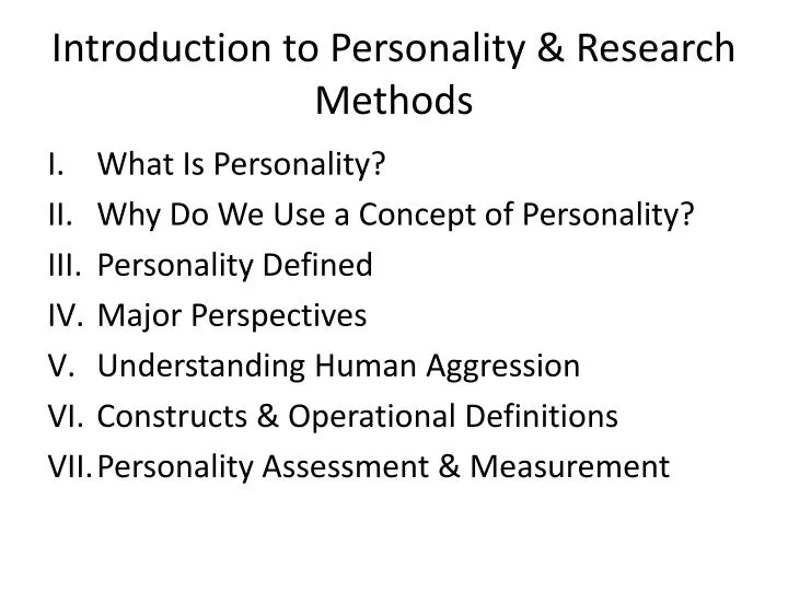 introduction to personality research methods
