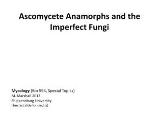 Ascomycete Anamorphs and the Imperfect Fungi