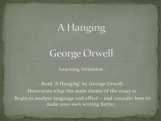 A Hanging George Orwell