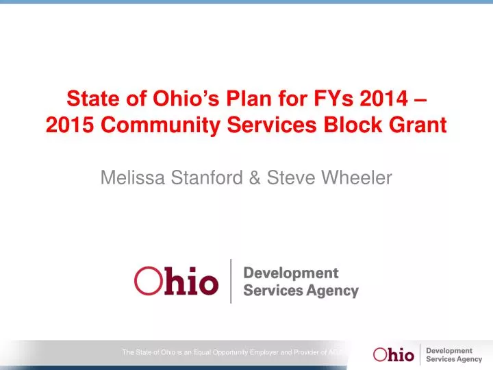 state of ohio s plan for fys 2014 2015 community services block grant