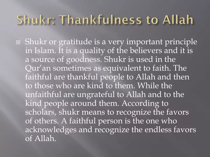 shukr thankfulness to allah