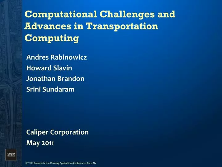computational challenges and advances in transportation computing