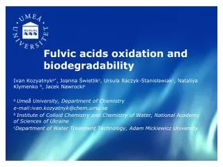 Fulvic acids oxidation and biodegradability