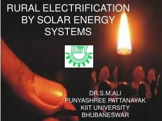 RURAL ELECTRIFICATION BY SOLAR ENERGY SYSTEMS