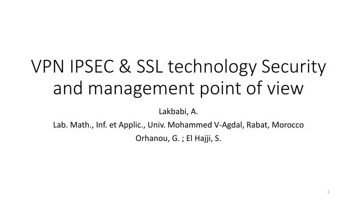 vpn ipsec ssl technology security and management point of view
