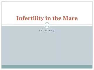 Infertility in the Mare