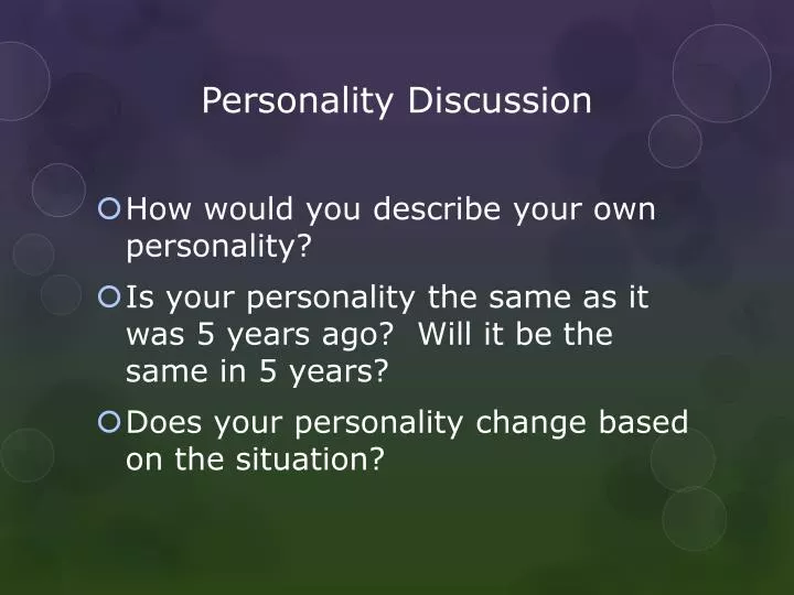 personality discussion