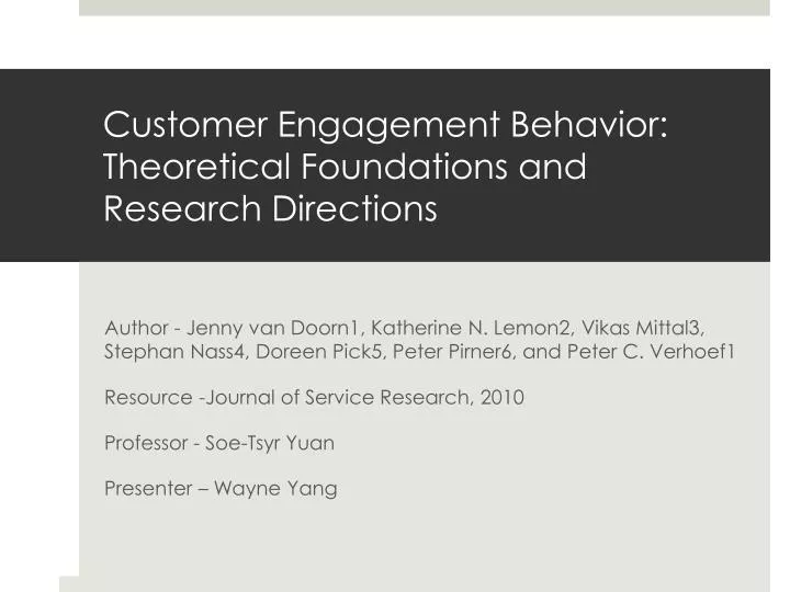 customer engagement behavior theoretical foundations and research directions