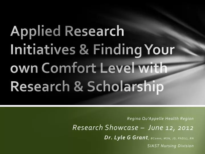 applied research initiatives finding your own comfort level with research scholarship