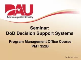 Seminar: DoD Decision Support Systems