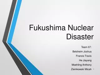 Fukushima N uclear D isaster