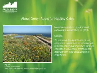 About Green Roofs for Healthy Cities